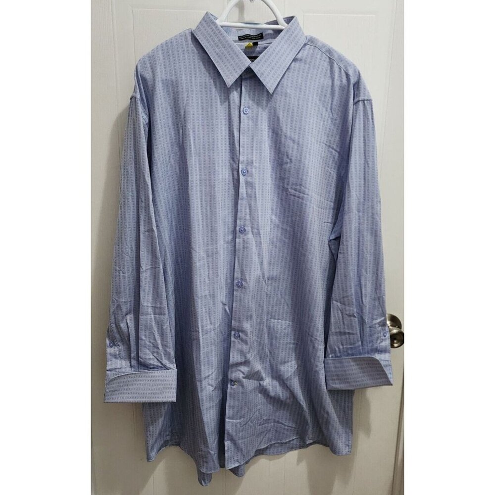 Stacy Adams Blue Diamond Print Long Sleeve Button‎ Up Dress Shirt Size 18 34/35